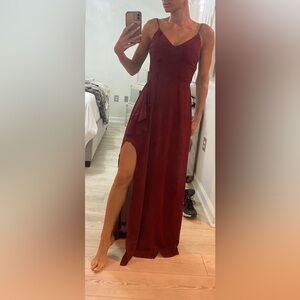 Express burgundy floor length Dress (New without tags)